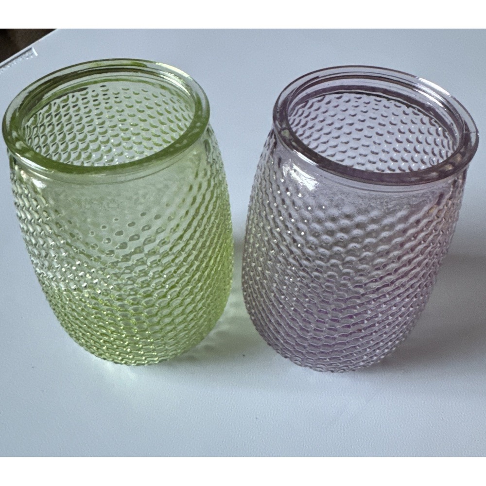 Vintage Glass Honeycomb Vase Green MCM 6 x 4" Hobnail Display Jar or For Flowers - Picture 6 of 6
